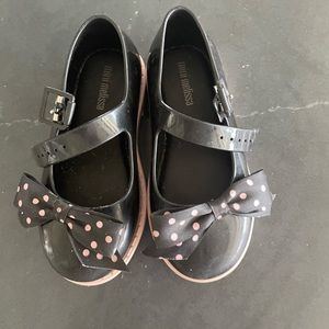 Mini Melissa black and light pink Mary Janes. Size 9
